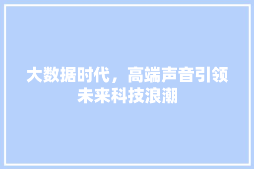 大数据时代，高端声音引领未来科技浪潮
