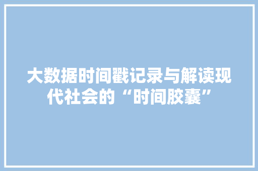 大数据时间戳记录与解读现代社会的“时间胶囊”