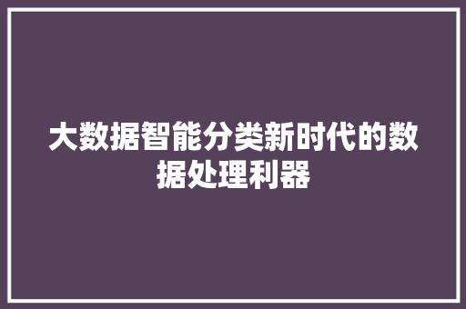 大数据智能分类新时代的数据处理利器