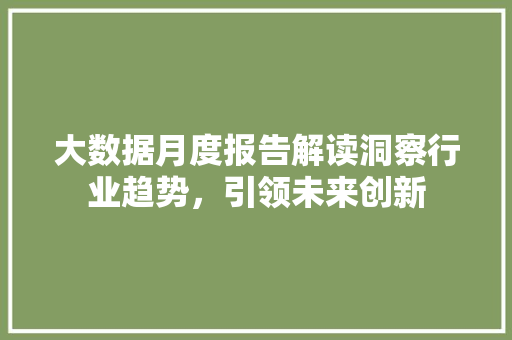大数据月度报告解读洞察行业趋势，引领未来创新