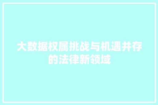 大数据权属挑战与机遇并存的法律新领域 大数据权属挑战与机遇并存的法律新领域