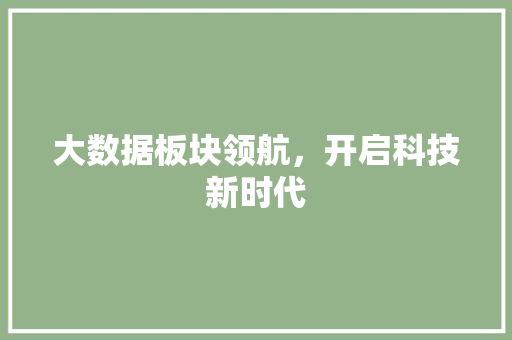 大数据板块领航，开启科技新时代