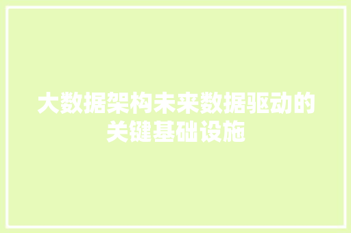 大数据架构未来数据驱动的关键基础设施