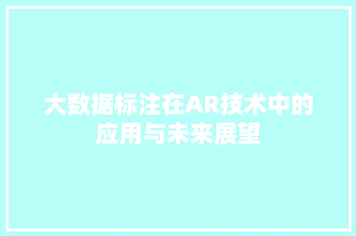 大数据标注在AR技术中的应用与未来展望 编程语言
