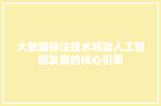 大数据标注技术驱动人工智能发展的核心引擎