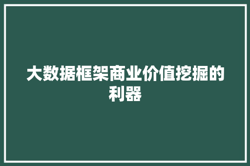 大数据框架商业价值挖掘的利器