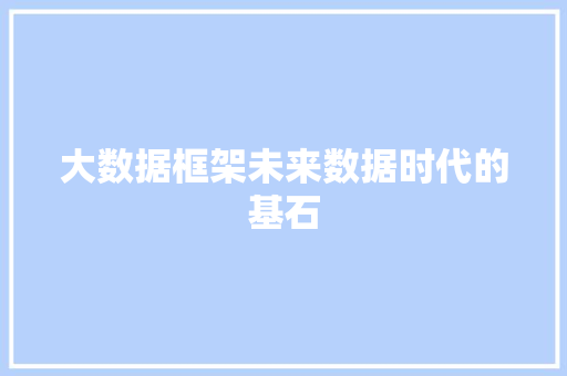 大数据框架未来数据时代的基石