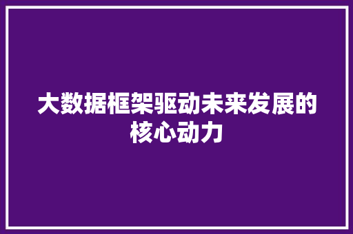 大数据框架驱动未来发展的核心动力