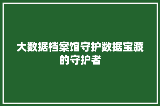 大数据档案馆守护数据宝藏的守护者 电脑故障维修