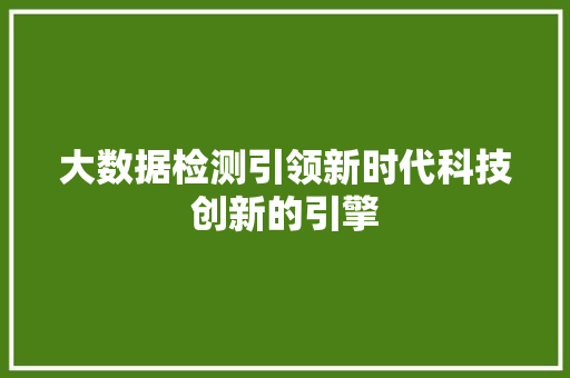 大数据检测引领新时代科技创新的引擎
