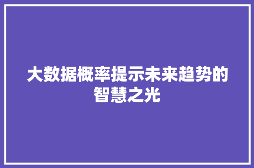 大数据概率提示未来趋势的智慧之光