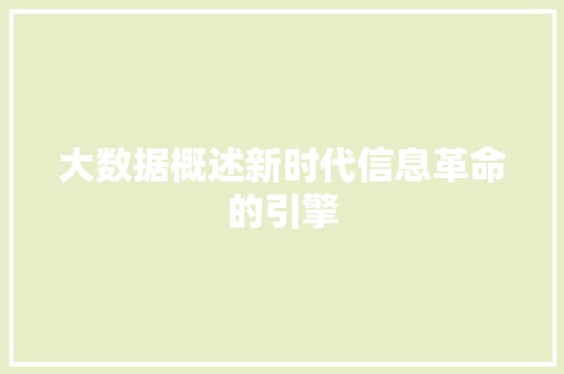 大数据概述新时代信息革命的引擎