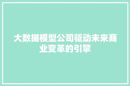大数据模型公司驱动未来商业变革的引擎
