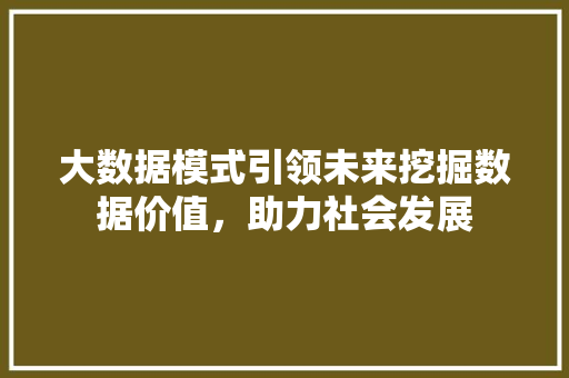 大数据模式引领未来挖掘数据价值，助力社会发展