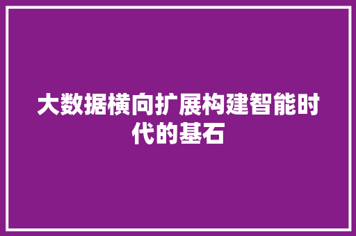 大数据横向扩展构建智能时代的基石