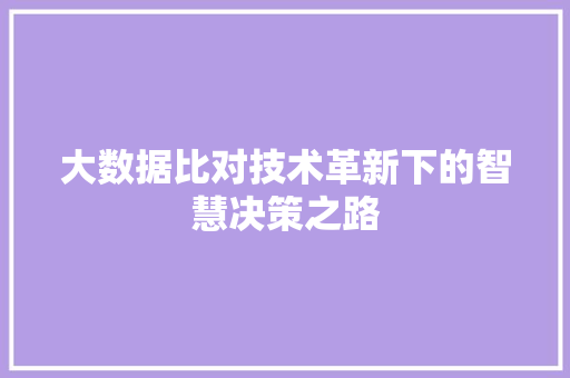 大数据比对技术革新下的智慧决策之路
