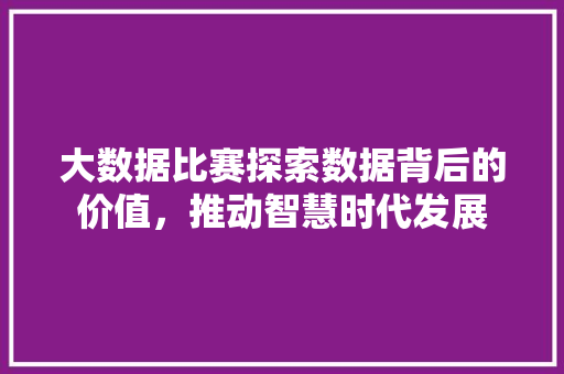 大数据比赛探索数据背后的价值，推动智慧时代发展