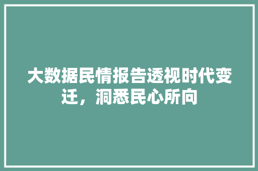 大数据民情报告透视时代变迁，洞悉民心所向