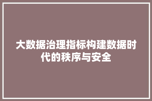 大数据治理指标构建数据时代的秩序与安全
