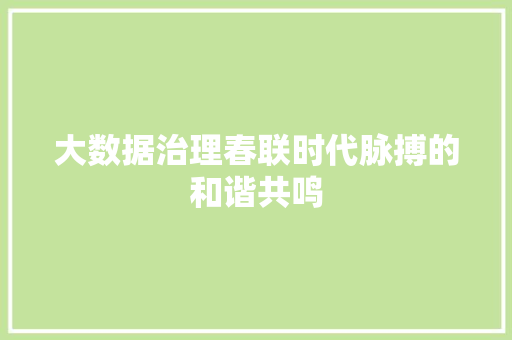 大数据治理春联时代脉搏的和谐共鸣