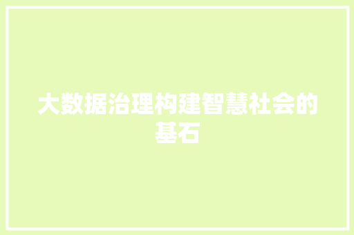 大数据治理构建智慧社会的基石