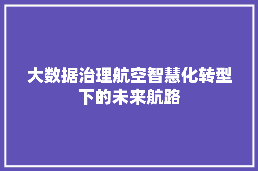 大数据治理航空智慧化转型下的未来航路