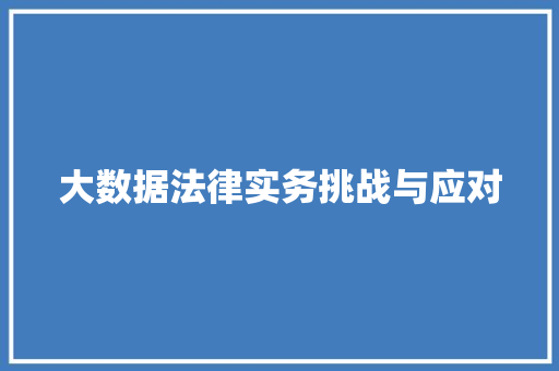 大数据法律实务挑战与应对