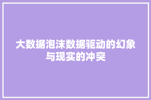 大数据泡沫数据驱动的幻象与现实的冲突