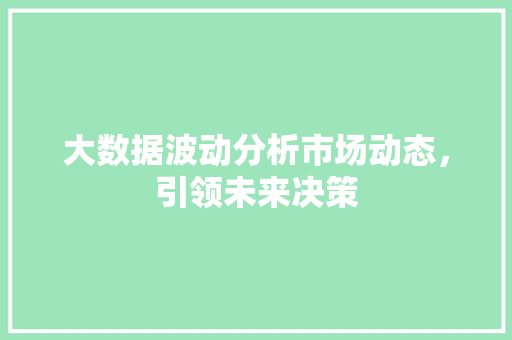 大数据波动分析市场动态，引领未来决策