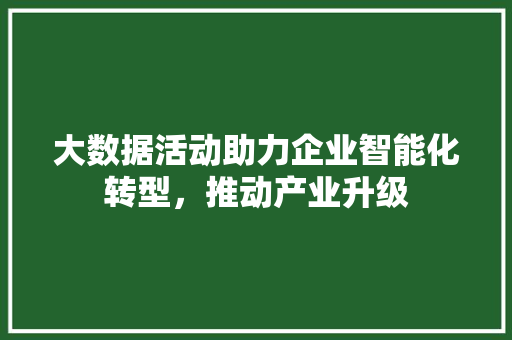 大数据活动助力企业智能化转型，推动产业升级 网络技术