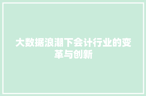 大数据浪潮下会计行业的变革与创新