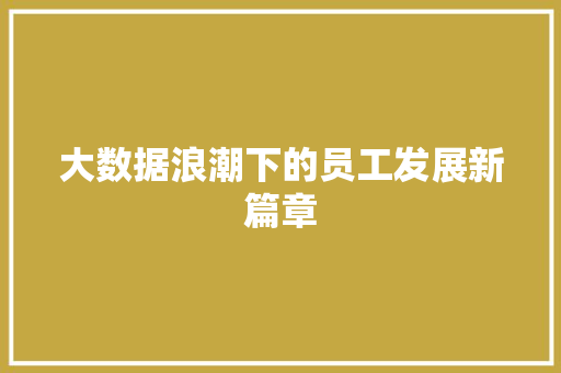 大数据浪潮下的员工发展新篇章 大数据浪潮下的员工发展新篇章