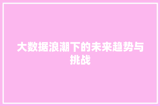 大数据浪潮下的未来趋势与挑战 大数据浪潮下的未来趋势与挑战