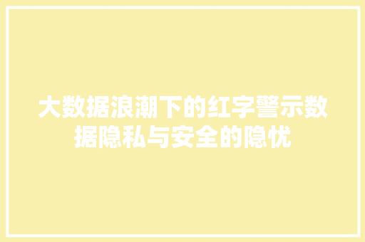 大数据浪潮下的红字警示数据隐私与安全的隐忧 大数据浪潮下的红字警示数据隐私与安全的隐忧