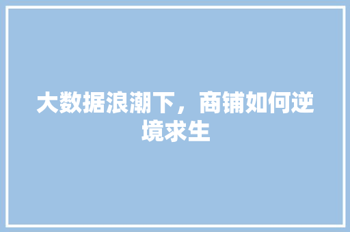 大数据浪潮下，商铺如何逆境求生