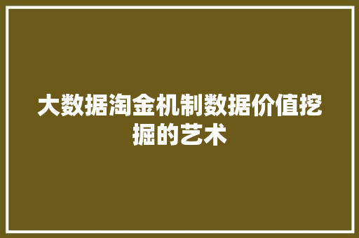 大数据淘金机制数据价值挖掘的艺术 大数据淘金机制数据价值挖掘的艺术