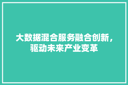 大数据混合服务融合创新，驱动未来产业变革