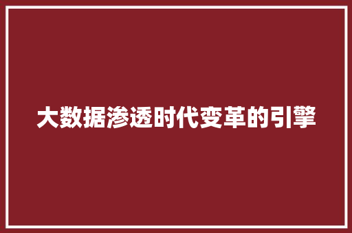 大数据渗透时代变革的引擎
