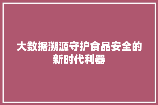大数据溯源守护食品安全的新时代利器