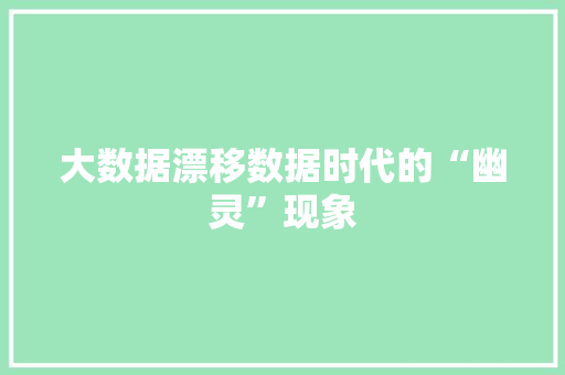 大数据漂移数据时代的“幽灵”现象