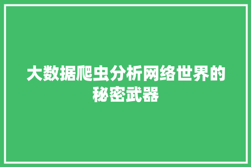 大数据爬虫分析网络世界的秘密武器