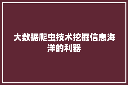 大数据爬虫技术挖掘信息海洋的利器