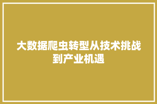 大数据爬虫转型从技术挑战到产业机遇