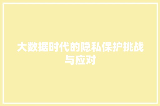 大数据时代的隐私保护挑战与应对