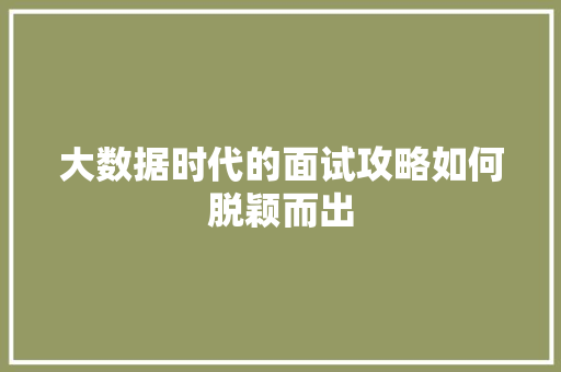 大数据时代的面试攻略如何脱颖而出