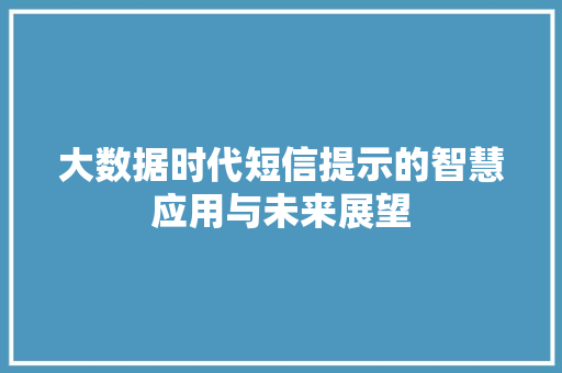 大数据时代短信提示的智慧应用与未来展望