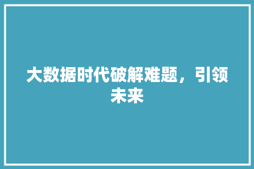 大数据时代破解难题,引领未来 大数据时代破解难题,引领未来