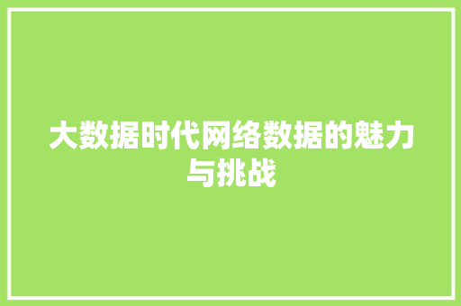 大数据时代网络数据的魅力与挑战