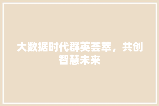大数据时代群英荟萃,共创智慧未来 大数据时代群英荟萃,共创智慧未来