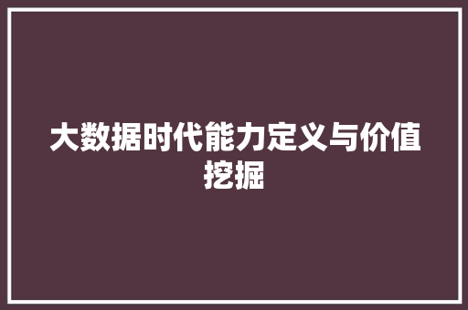 大数据时代能力定义与价值挖掘